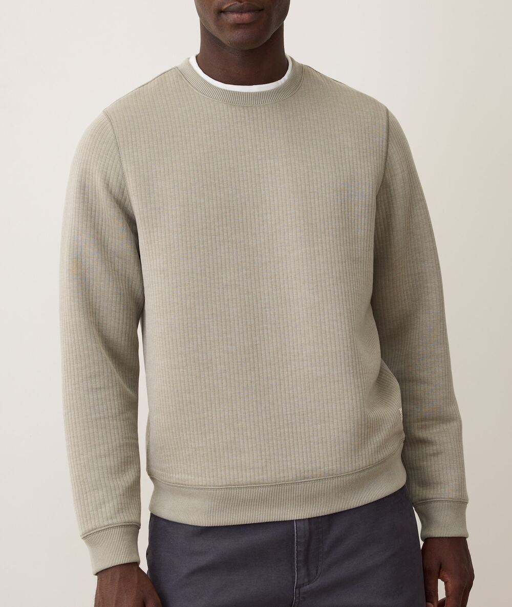 Marine Layer Corbet Quilted Crewneck Sweatshirt Men's Medium Taupe Pullover